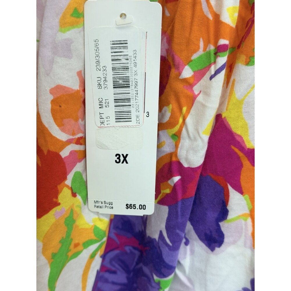 NWT LAUREN RALPH LAUREN Womens Floral Colorful Shirt Top 3XL Smocked Sleeve - Picture 5 of 9